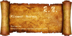 Riemer Norma névjegykártya
